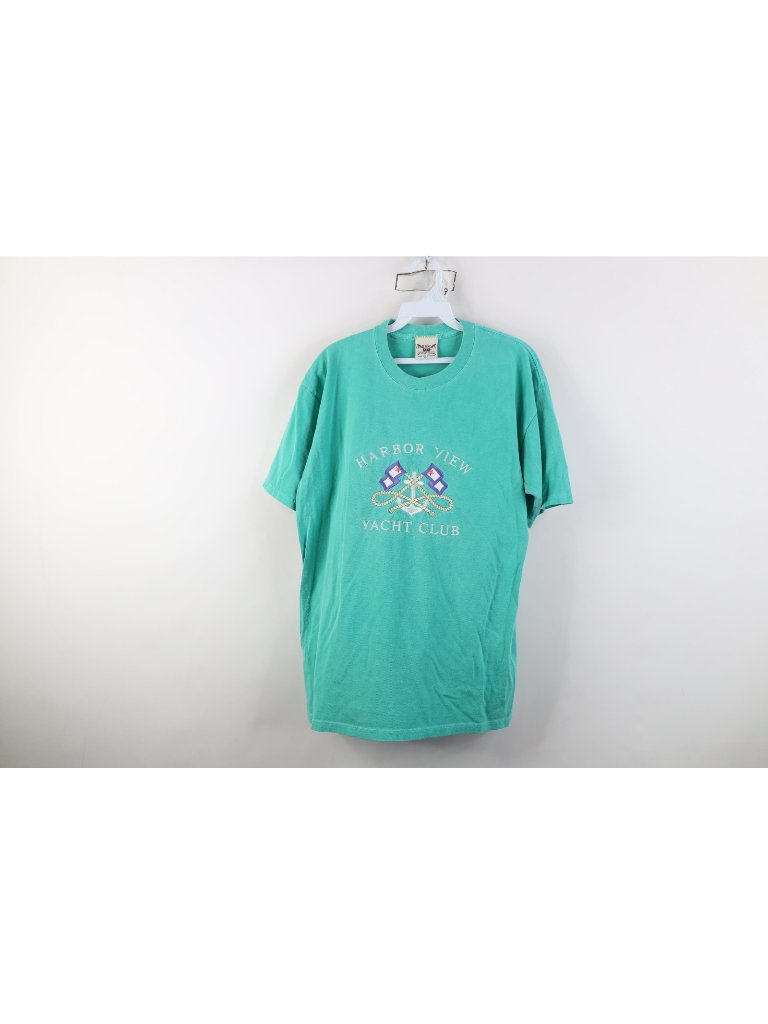 Vtg 90s Streetwear Mens Large Faded Stonewash Harbor View Yacht Club T-Shirt Usa